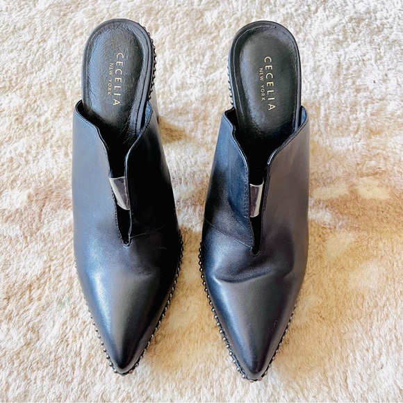 Cecelia New York  Roper Cutout Mule Heel Boho Western Style Black Leather Sz 8.5 - Picture 2 of 16